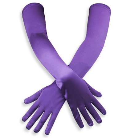 Armbågslånga satinhandskar, stretchiga långa handskar 55 cm operahandskar danshandskar för kvinnor (lila)