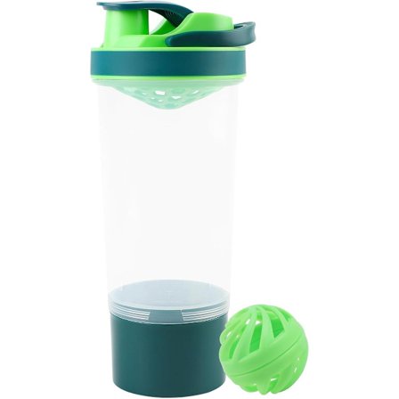 Shaker Protein Shake, 700ml Protein Shaker Cup, Vattenflaska med Stor Kapacitet, Kombinerad Avtagbar Vattenflaska, Med 200ml Pulverbehållare, grön