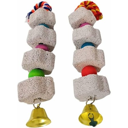 2 stk. Fugletyggelegetøj Mineral Fuglenæb Slibesten til Papegøje Ara Papegøje (Tilfældig Perlefarve)