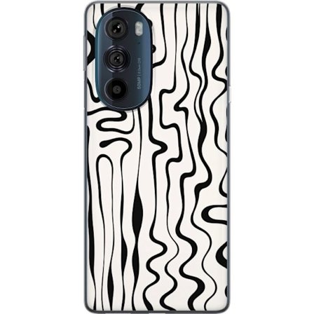 Kompatibelt Mobilskal till Motorola Motorola Edge 30 Pro Flytande linjer i hypnotiskt svartvitt mönster