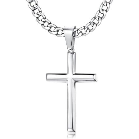 925 Sterling Sølv Kors Hengehalskjede 5mm Rustfritt Stål Diamantkuttet Kubansk Kjede Kors Halskjede 41/46/51/56/61/71/76cm