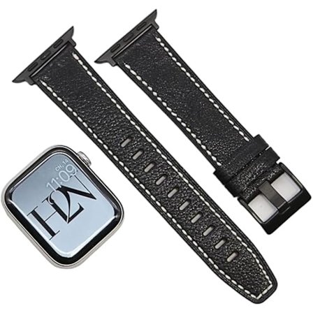 Aitoa nahkaa olevat rannekkeet, jotka ovat yhteensopivia Apple Watch -rannekkeen kanssa 49 mm / 45 mm / 44 mm / 42 mm / 41 mm / 40 mm / 38 mm. 