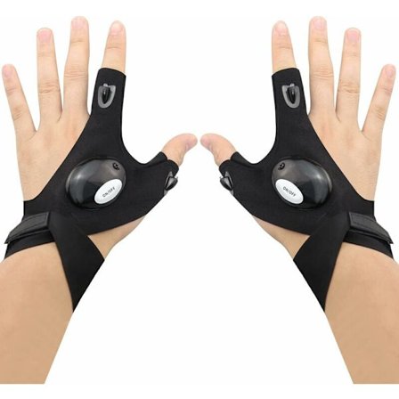 LED-ficklampa handskar - presenter till pojkvän make honom, handsfree-handskar för nattfiske, löpning, camping