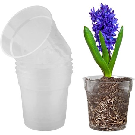 5 st transparenta blomkrukor i plast, transparenta orkidékrukor i plast, transparenta orkidékrukor i plast med dräneringshål för inomhusbalkong, 