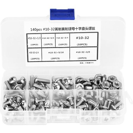 140 st 10-32 304 rostfritt stål PH Pan Head skruvsats sortiment set