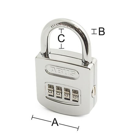 ABUS HENGELÅS 160/50 FORKOMMET MED 4-SIFRET KODE