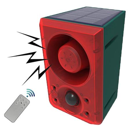 Utendørs solcelledrevet bevegelsessensoralarm med fjernkontroll, 130db lydlysalarm sirenelydalarm se