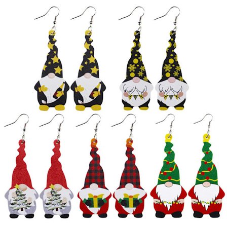 5 par olika stilar Christmas Elf Dwarf Läderörhängen Star Snowflake Örhängen Semesterdekoration