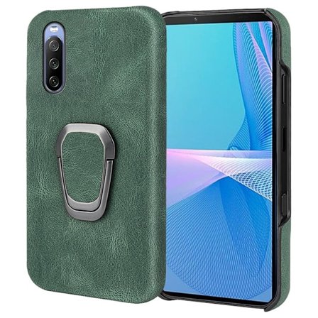 Stötsäkert läderfodral med oval kickstand för Sony Xperia 10 III Lite / 10 III - Grön