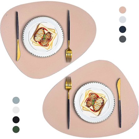 Dækkeservietter Sæt Med 2 Runde Læder Bordmåtter Varmebestandige Skridsikre Vaskbare