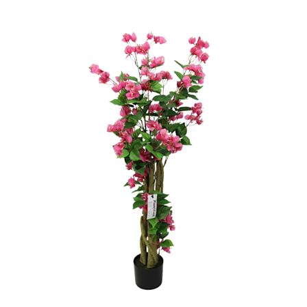 130 cm Konstgjord Bougainvillea-växt med Röda Blommor, Avtagbart Konstgjort Träd för Butiks- och Juldekoration