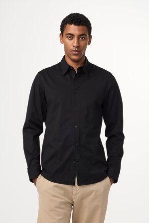 NN.07 Elian Hemd Herren Schwarz Bio-Baumwollemix