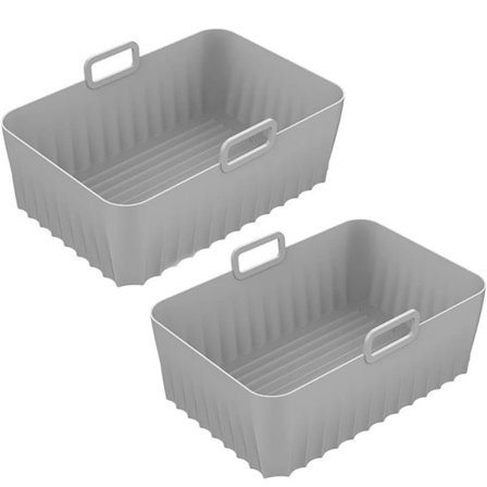 Rektangulær Airfryer Liner Genanvendelig Silikone Bageplade Airfryer Liner Egnet Til Ovn Dobbelt Kurv Airfryer Køkkentilbehør (GRÅ)