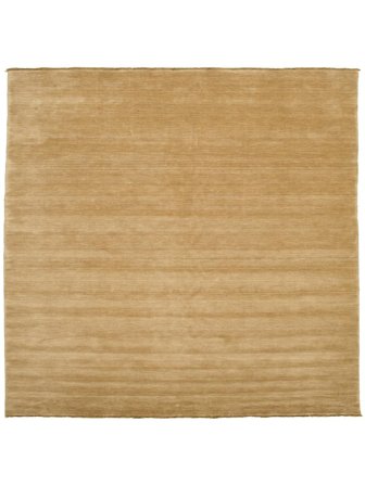 Handloom Fringes 250X250 Large Beige Plain (Single Colored) Square Wool Rug