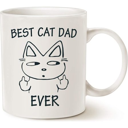 Rolig kaffemugg för kattälskande pappor, bästa kattpappan någonsin, söt fars dag-present till pappa, vit, 325 ml