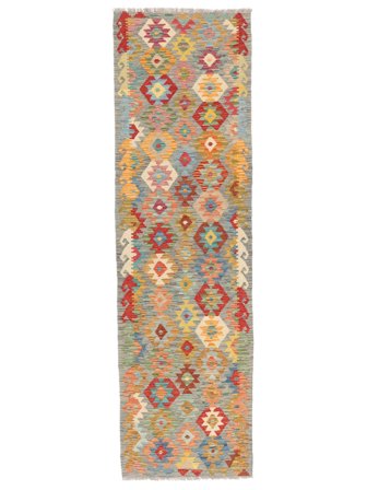 Oriental Kilim Afghan Old Style Rug 85X291 Runner Brown/Dark Yellow Wool, Afghanistan