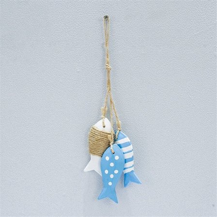 Nautisk vægdekoration i træ, fisk, dekoration i middelhavsstil, træophæng til væg- og dørdekoration