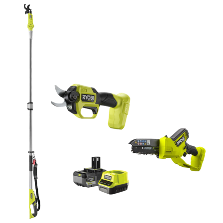 Ryobi RY18PSX15A+RY18SCXA+RY18PLA+RC18120 Trädgårdspaket, Trädgårdsmaskiner