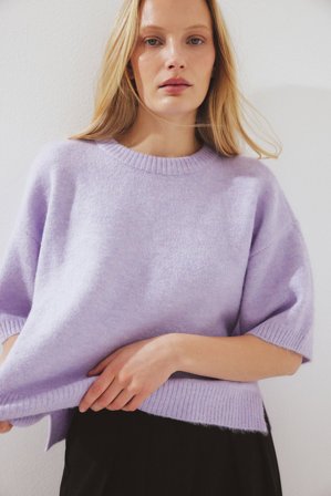 NA-KD - Strikket genser med korte ermer - Oversize Genser - Lilla - L