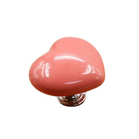 Kreativ skuffegreb Hjerteform Slidstærkt møbeltilbehør Robust søde keramiske skabsknapper til skab, stor, pink