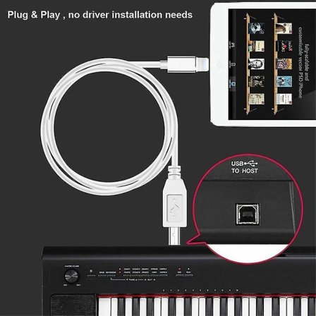 Lightning til Type-B MIDI Keyboard Converter USB 2.0-kabel til iPhone 7 8 X iPad