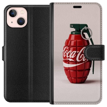 Kompatibel Tegnebogsetui til Apple Apple iPhone 13 mini Kunstnerisk illustration af Coca Cola granatæble i rødt og grønt, pop art inspireret motiv