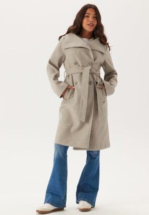 BUBBLEROOM High Neck Midi Coat S Light beige Pitkät takit Dam