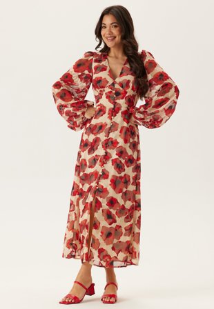 Bubbleroom Occasion - Jacquard Chiffon Midi Dress - 38