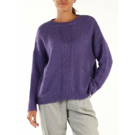 Manila Grace Round-neck Strik Lilla, Dame Striktrøjer