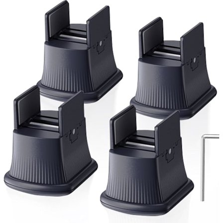 Justerbare Sengeforhøjere med Skrueklemme, Passer til Benbredde fra 0-2,36 Tommer, Kraftig til Sengebord Sofabord Løft (4 Stk, Grå) -q42