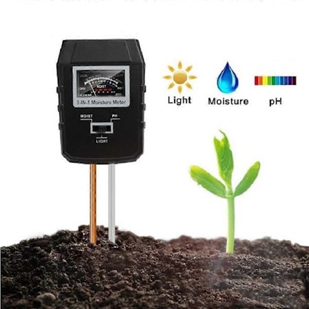 Jord pH-mätare, 3-i-1 fuktmätare/ljusmätare/pH-testare för jord, perfekt för trädgården, gräsmattan, gården (svart)
