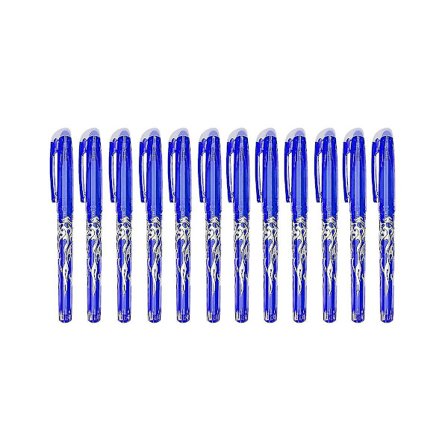 Viskelæderkuglepen, 12 stk Blå Viskelæderpen, 0,5 mm Genopfyldningsbar Viskelæderpen, Kuglepen med Viskelæder