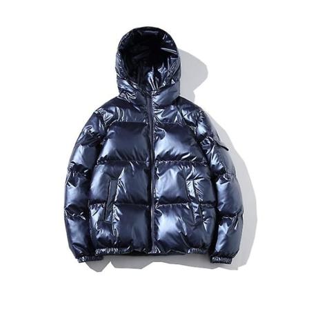 Vinter män kappa vindjacka mode män varm parka glänsande casual varm enfärgad bomberjacka