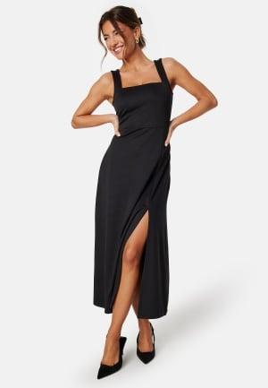 BUBBLEROOM Square Neck Sleeveless Slit Dress XS Black Kjoler Dam