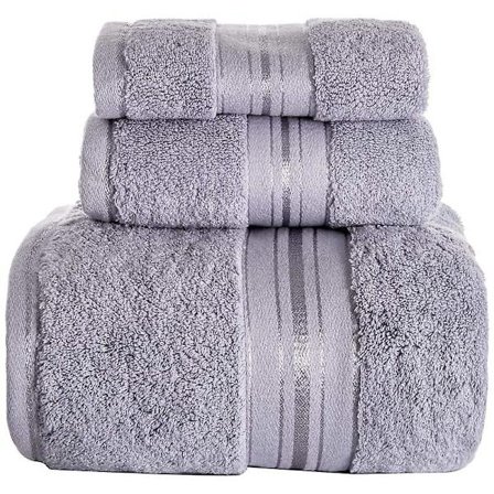 3-delt luksus badehåndklæde sæt, 100% bomuld håndklæde sæt (1 stor