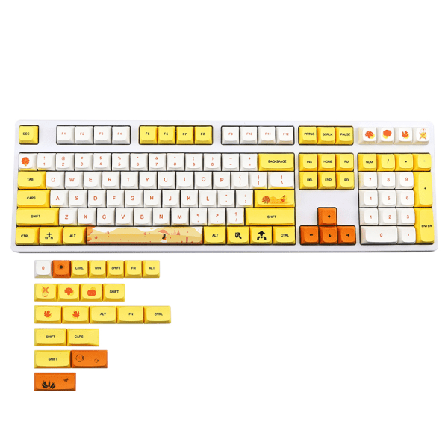 129Key Autumn Rhyme Keycap XDA Profile PBT Dye-Sub Keycaps Erstatning for mekanisk tastatur ISO Layout 7u Split Space