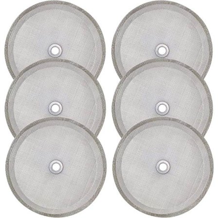 Universal 1000 ml stempelkandefiltre (sæt med 6), til stempelkaffe og te (8 kopper), 10 cm (4 tommer) rustfrit stål.