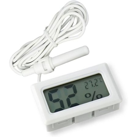 2-i-1 Digital LCD Inbyggd Termometer Hygrometer med extern för Reptil Inkubator Akvarium Fjäderfä
