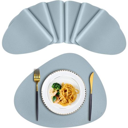 Runda Läder Placemats för Matbord Set om 6, Värmebeständiga, ZQKLA