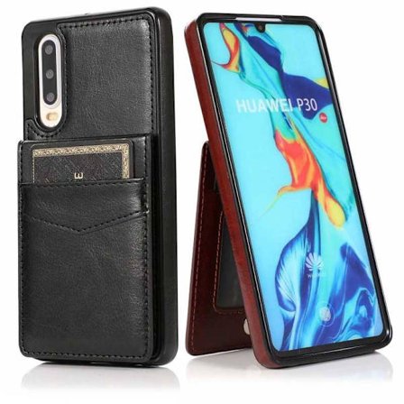 Huawei P30 Lite mobiilisuojuskorttikotelo 5-FACK Retro V3 - musta