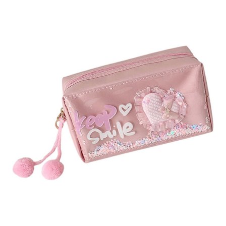 Glimmerende Pailletter Penalhus Vandtæt PU Makeup Taske Kosmetik Organizer Rejse Toilet Tasker Til Kvinder Piger Pink