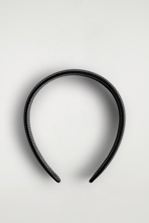 COS Women's Topstitched Leather Headband in Black