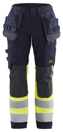 Blåkläder 718515128933C38 Arbetsbyxa varsel, marinblå/gul C38, Kläder