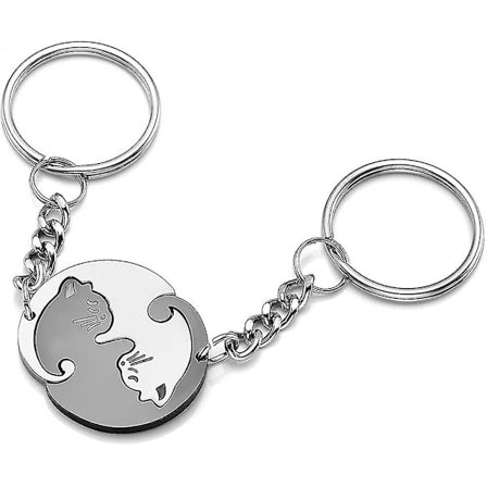 Personalisert gravert rustfritt stål Yin Yang nøkkelring Taichi Fengshui svart gave