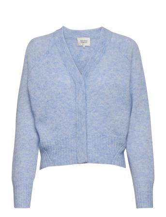 Brook Knit Boxy Cardigan Strikkegenser Cardigan Blå Second Female