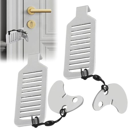 2 stk. - Dørstopper Bærbar lås sikkerhetslåser Tyverisikring Innbruddssikring Tyveribeskyttelse for reise, leiligheter, hoteller, skoler, feriehjem_yu