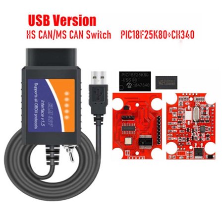 Kompatibel med Ford Forscan ELM327 USB Modifisert OBD2 Skanner V1.5 MS-CAN HS-CAN Feilkode Leser Skanner