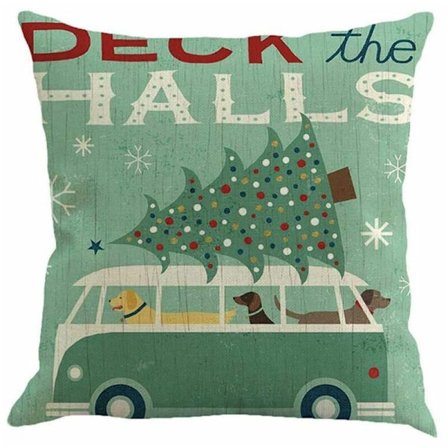 Vintage Juleprint Sofa Bed Hjem Cafe Dekor Pudebetræk Kvadratisk Pudebetræk Bomuld Linned Usynlig Lynlås (45cmx45cm)