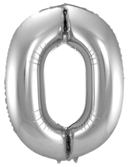 Sifferballong Jumbo 86 cm Silver "0-9" Siffra 0