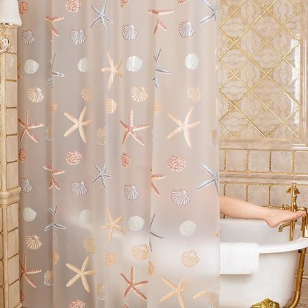 Elegant PEVA bruseforhæng med plastikkrog til badeværelse 180cm X 180cm